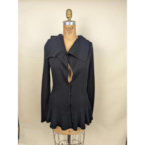Alexander McQueen Tops - sarah burton for alexander avant garde mcqueen black peplum cardigan